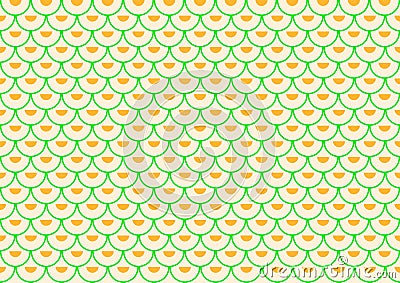 Green semi-arches filled with orange semi-circles offset placed Vector Illustration