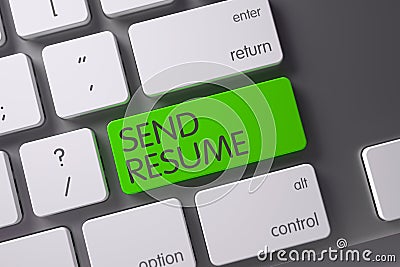 Green Send Resume Button on Keyboard. 3D. Stock Photo