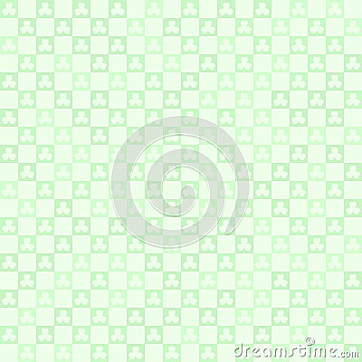 Green shamrock checkered pattern. Seamless vector clover background Vector Illustration