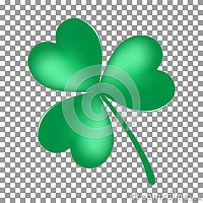 Green Shamrock leave icon isolated on transparent background. Happy patricks flat pictogram, irish Vector Illustration