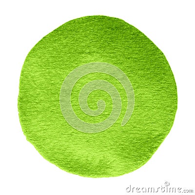 Green, shamrock watercolor circle. Watercolour stain on white background. Stock Photo