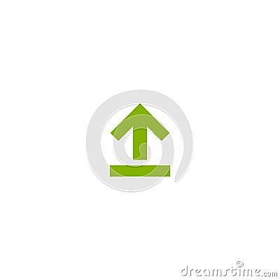 Green sharp arrow up. icon isolated on white. Upload icon. Vector Illustration