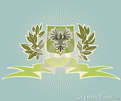 Green shield with eagle Vector Illustration