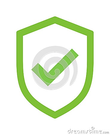 Green shield security tick icon Vector Illustration