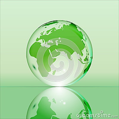 Green shining transparent earth globe Vector Illustration
