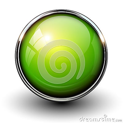 Green shiny button Vector Illustration