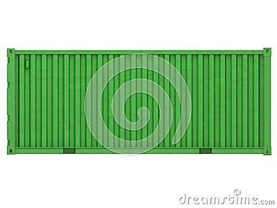 Green shipping container isolated point of view on a white background 3d rendering Stock Photo