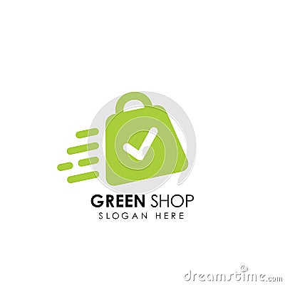 green shop logo design template. shopping bag icon design Vector Illustration