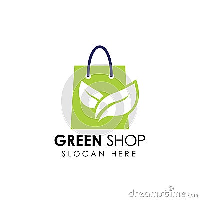 green shop logo icon design. shopping bag icon design Vector Illustration