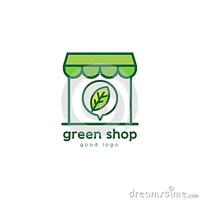 Green Shop Nature Leaf Logo Design Vector Illustration