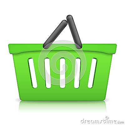 Green Shopping Basket Vector Illustration