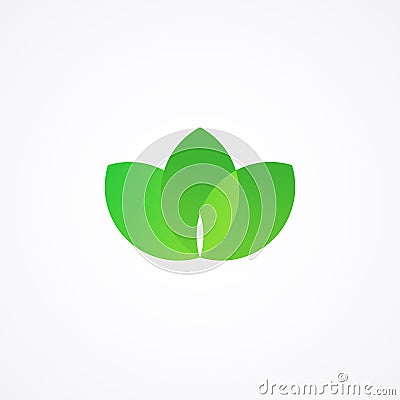 Green sign with three leafs Vector Illustration