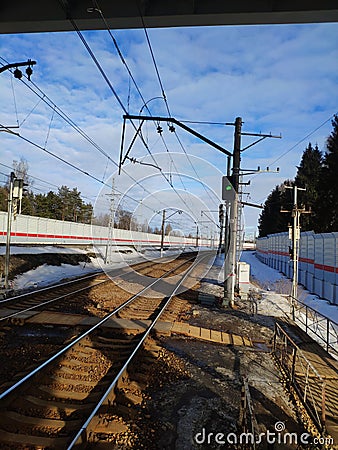 green signal on the semaphore on the railway. mechanical signalling device for trains Stock Photo