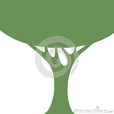 A green silhouette of a tree suitable for the infographic logo Vector Illustration