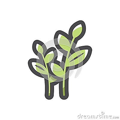 Green simple Plants Vector icon Cartoon illustration Vector Illustration