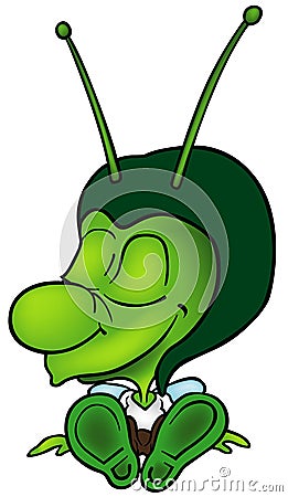 Green Sitting Bug Vector Illustration