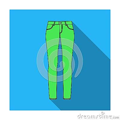 Green skinny pants for women. Women s clothes for a walk.Women clothing single icon in flat style vector symbol stock Vector Illustration