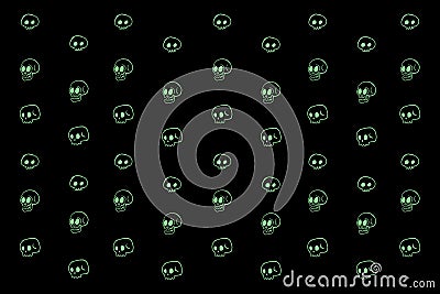 green skull pattern black background Vector Illustration