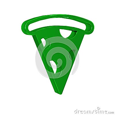 Green Slice of pizza icon isolated on transparent background. Fast food menu. Stock Photo