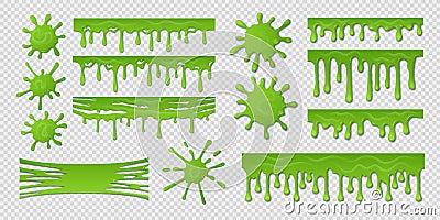 Green slime. Dirty goo splat, realistic paint blob splash isolated design template, toxic slimy mucus. Vector green Vector Illustration