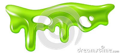 Green slime. Green dripping liquid. Decorative border for graphic design. Poison toxic paint spot, melting jelly texture Vector Illustration
