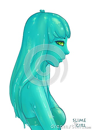 Green slime girl. Vector Illustration