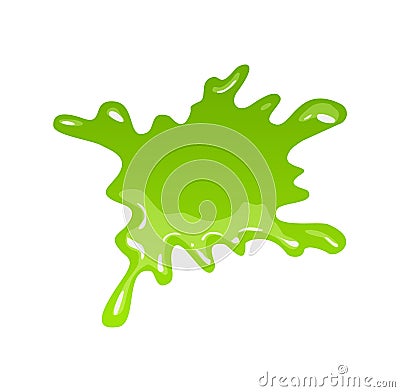 Green slime. Goo blob splashes, toxic dripping mucus. Slimy splodge and drops, liquid borders. Cartoon isolated vector Vector Illustration