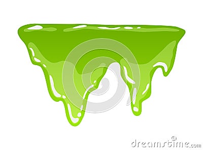 Green slime. Goo blob splashes, toxic dripping mucus. Slimy splodge and drops, liquid borders. Cartoon isolated vector Vector Illustration