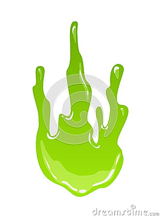 Green slime. Goo blob splashes, toxic dripping mucus. Slimy splodge and drops, liquid borders. Cartoon isolated vector Vector Illustration