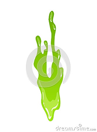 Green slime. Goo blob splashes, toxic dripping mucus. Slimy splodge and drops, liquid borders. Cartoon isolated vector Vector Illustration