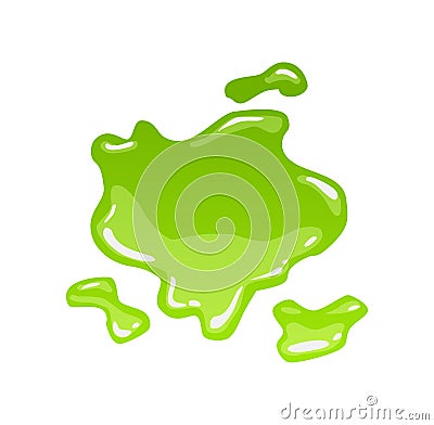 Green slime. Goo blob splashes, toxic dripping mucus. Slimy splodge and drops, liquid borders. Cartoon isolated vector Vector Illustration