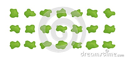 Green slime, snot blob vector icon, goo mucus set. Random simple illustration Vector Illustration