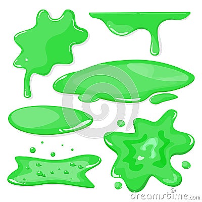 Green slime splatter set vector isolated Vector Illustration