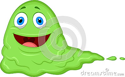 Green slimy monster cartoon Vector Illustration