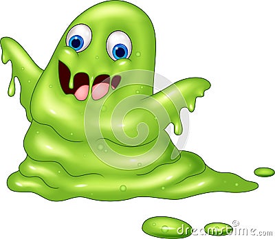 Green slimy monster cartoon Vector Illustration