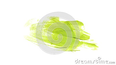 Green smear with oil paint, watercolor brush Stock Photo