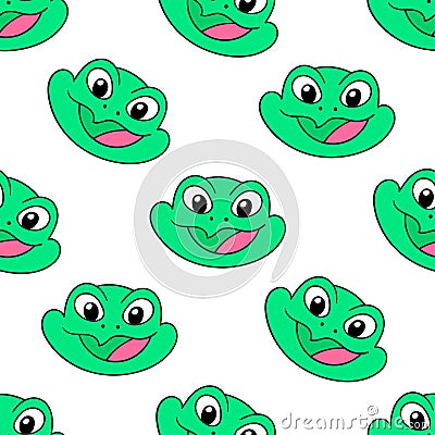 Green smile frog seamless pattern textile print. repeat pattern background design Stock Photo