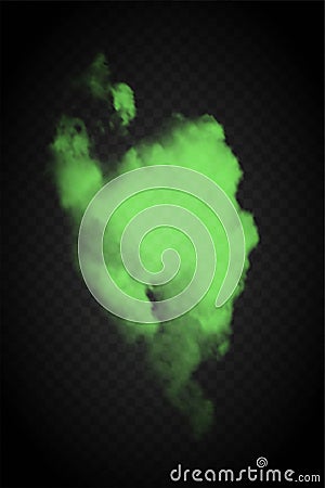 Green smog isolated on black transparent backdrop Vector Illustration