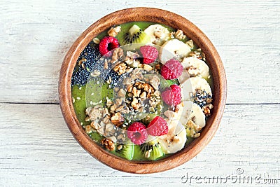 Green smoothie bowl Stock Photo