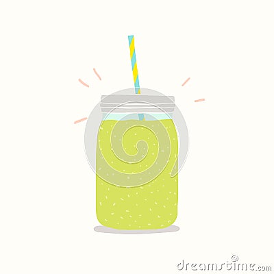 Green smoothie in a jar. Vector Illustration