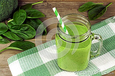 Green smoothie with spinach Stock Photo