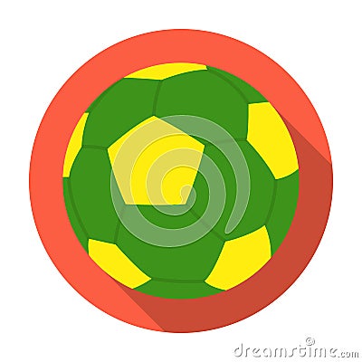 Green soccer ball icon in flat style isolated on white background. Brazil country symbol Vector Illustration