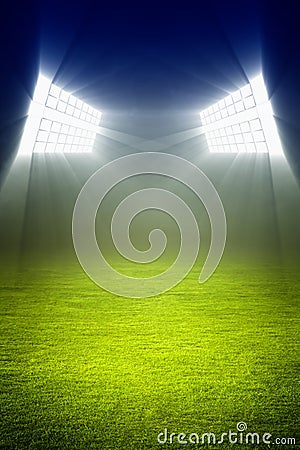 Green soccer field Stock Photo