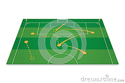 Green soccer field with tactic table. Vector Illustration