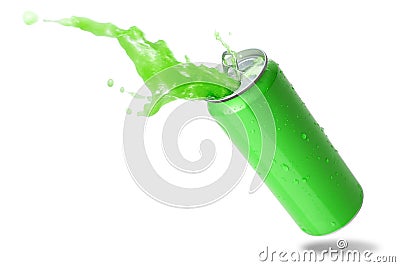 Green soda splashing Stock Photo