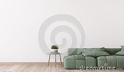 Green sofa in a living room design, Mockup wall in a minimal interior style Stock Photo