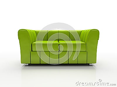 Green sofa on white background insulated 3d Stock Photo