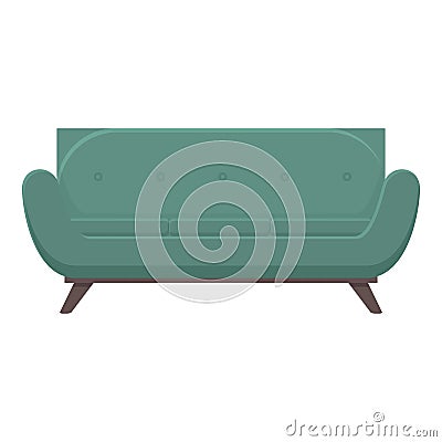 Green soft sofa icon cartoon vector. Soiled clean room Vector Illustration