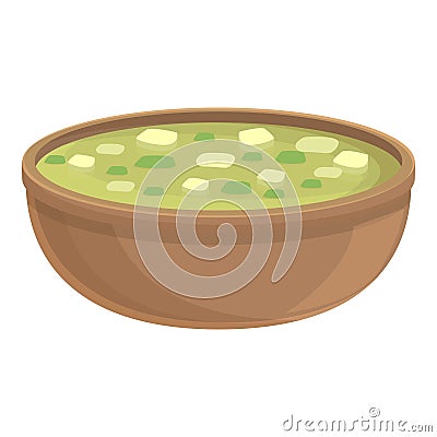 Green soup icon cartoon vector. Rice food Vector Illustration