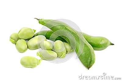 Green soybeans on white Stock Photo